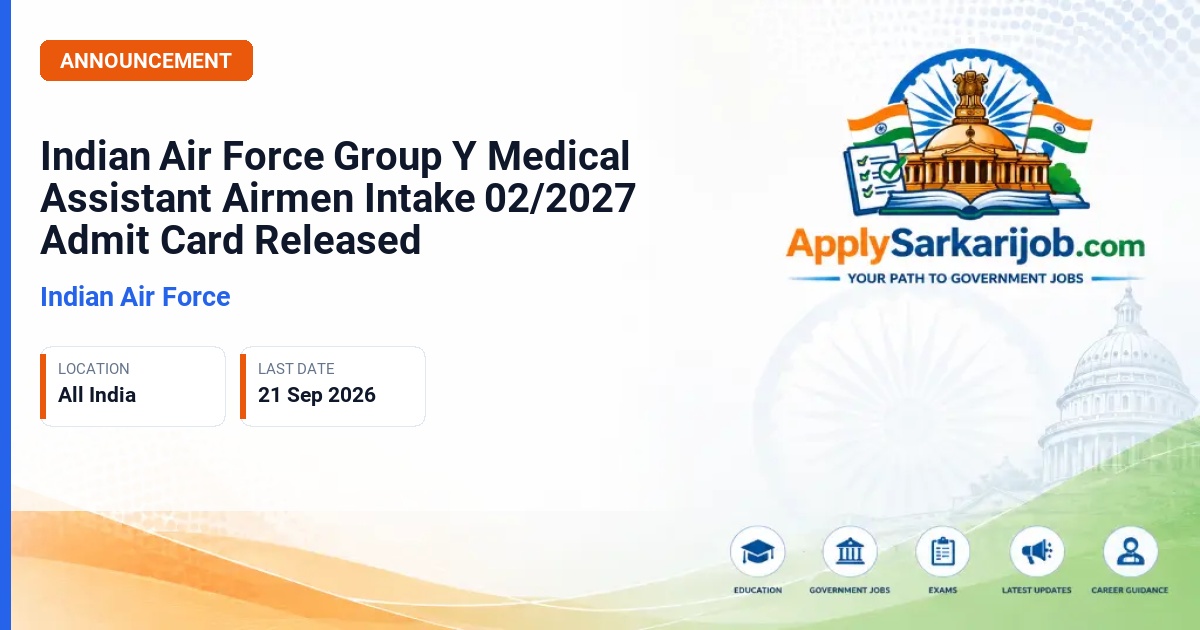 Indian Air Force - Group Y Medical Assistant Airmen Official Notification Poster & Schedule