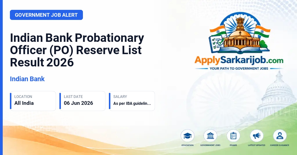 Indian Bank - Probationary Officer Official Notification Poster & Schedule
