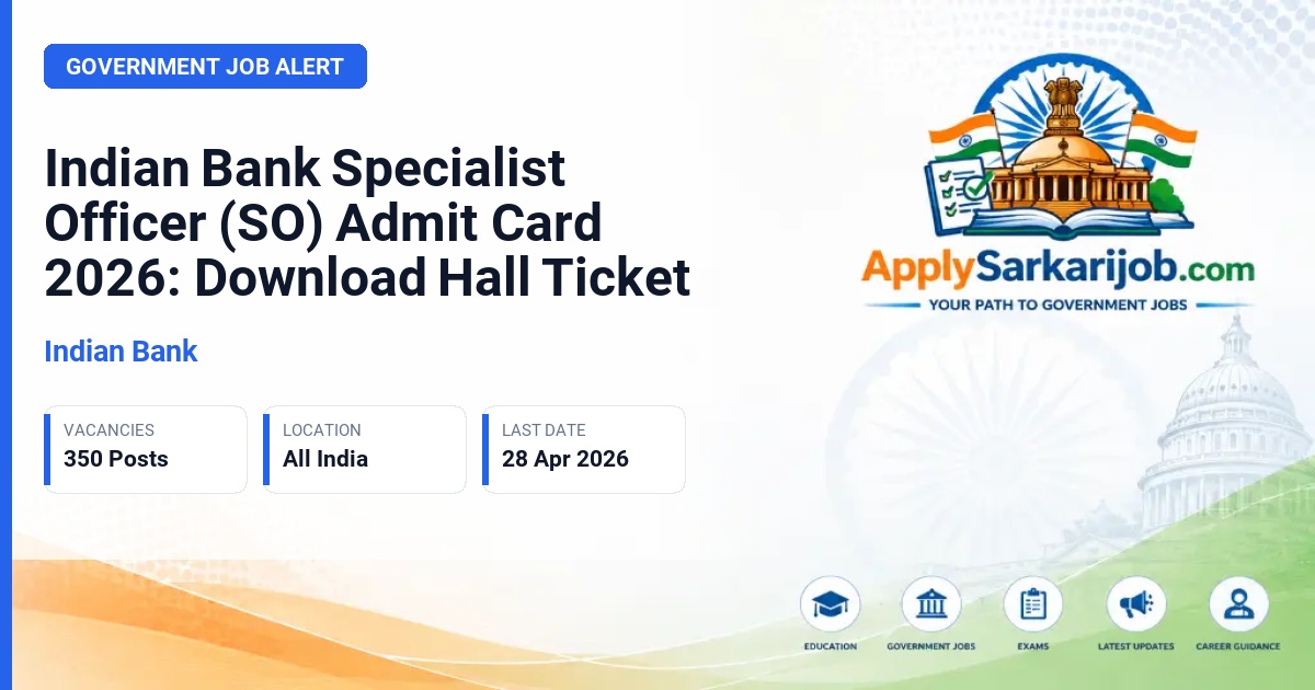 Indian Bank - Specialist Officer (SO) Official Notification Poster & Schedule