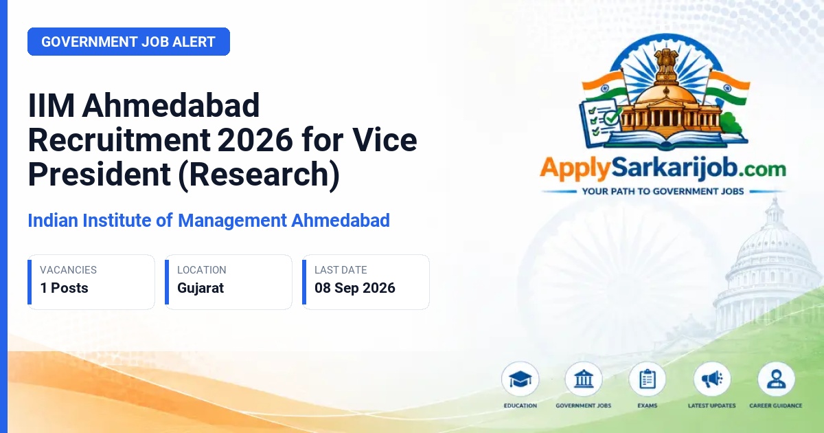 Indian Institute of Management Ahmedabad - Vice President (Research) Official Notification Poster & Schedule