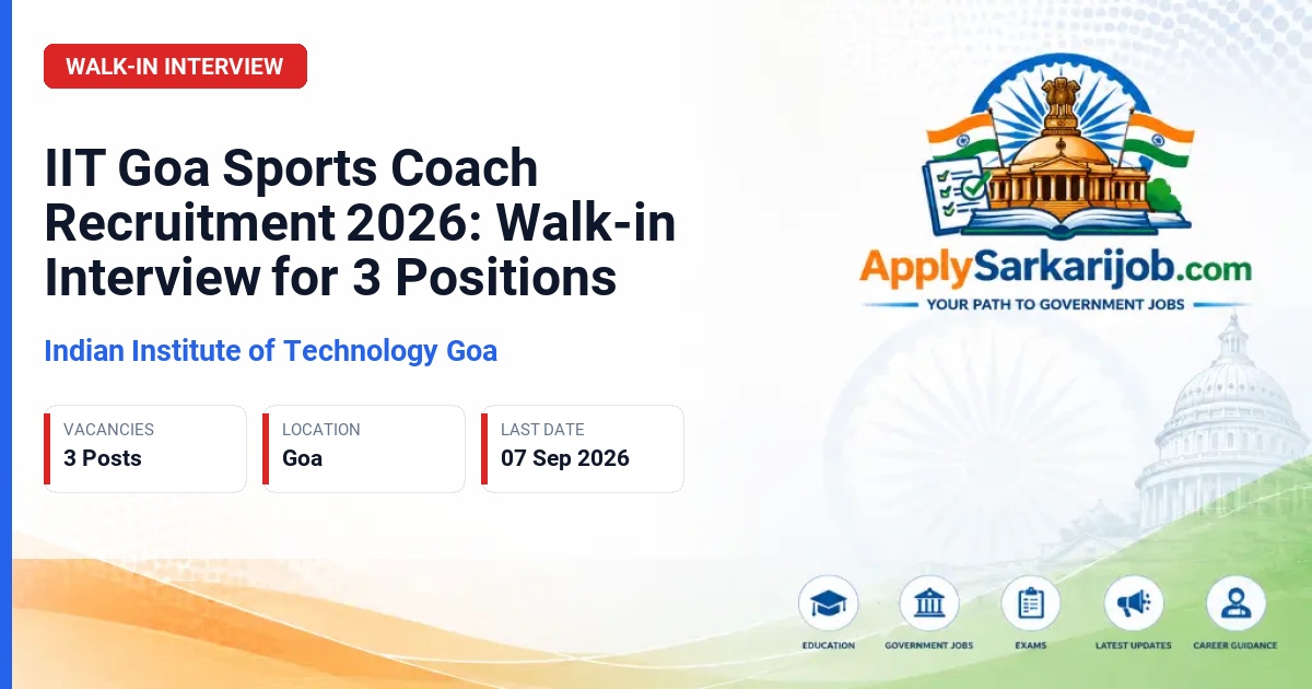 Indian Institute of Technology Goa - Sports Coach Official Notification Poster & Schedule