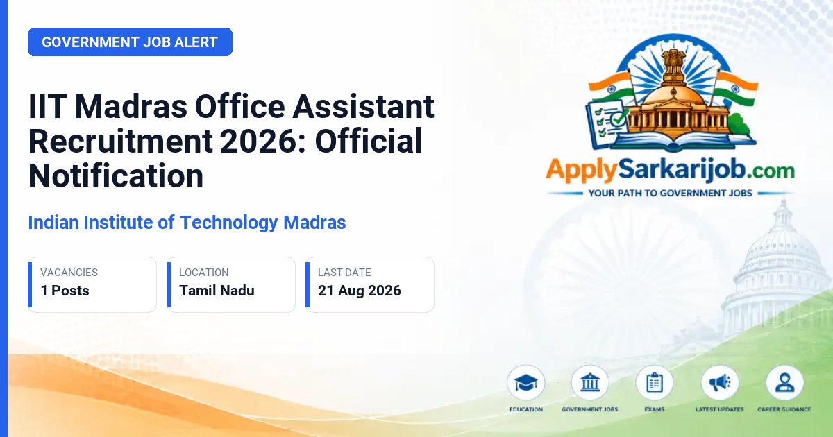 Indian Institute of Technology Madras (IIT Madras) - Office Assistant Official Notification Poster & Schedule