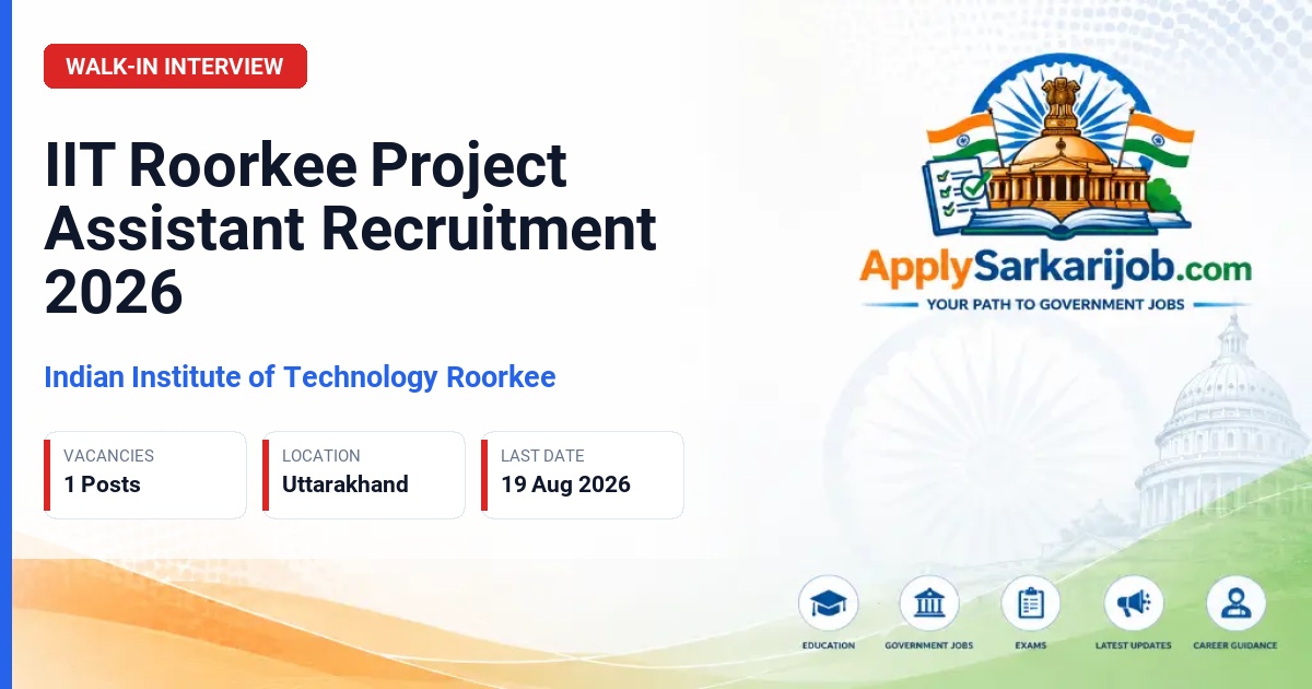 Indian Institute of Technology Roorkee (IIT Roorkee) - Project Assistant Official Notification Poster & Schedule