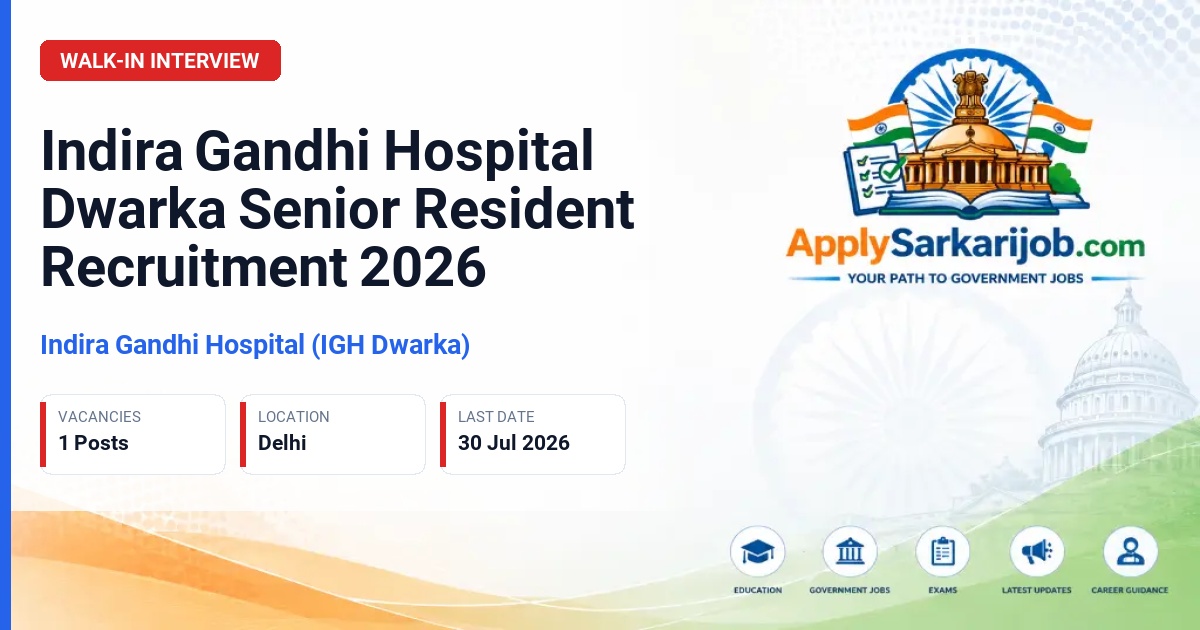 Guru Gobind Singh Government Hospital (GGSGH) - Senior Resident Official Notification Poster & Schedule