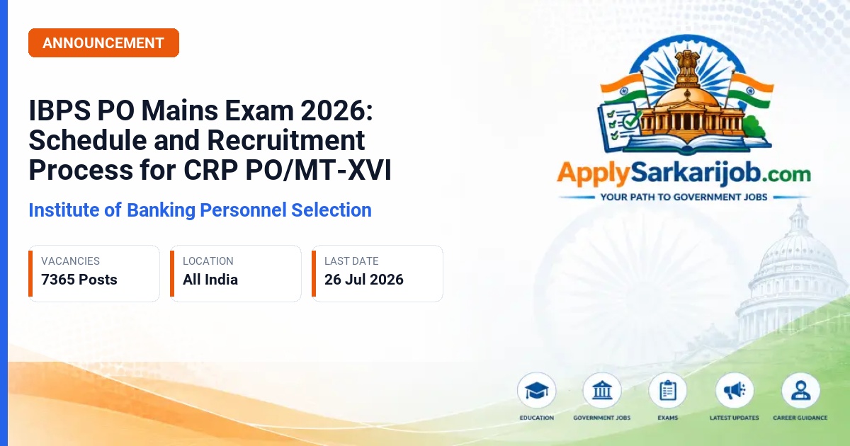 Institute of Banking Personnel Selection (IBPS) - Probationary Officer (PO) / Management Trainee (MT) Official Notification Poster & Schedule