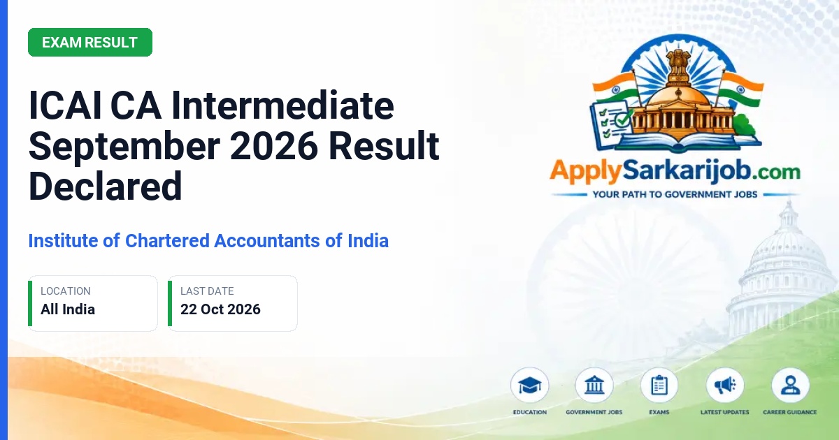 Institute of Chartered Accountants of India - Chartered Accountants Intermediate Examination Official Notification Poster & Schedule