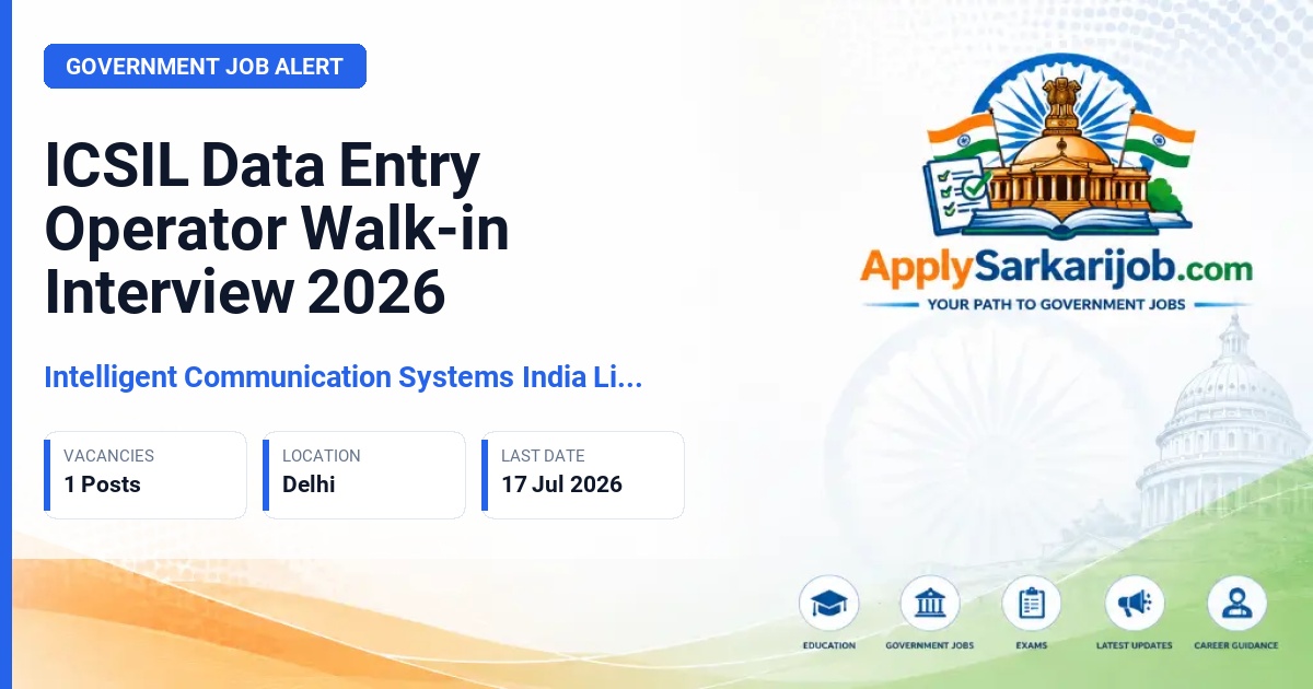Intelligent Communication Systems India Ltd. (ICSIL) - Data Entry Operator Official Notification Poster & Schedule