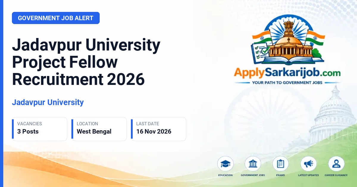 Jadavpur University - Project Fellow Official Notification Poster & Schedule