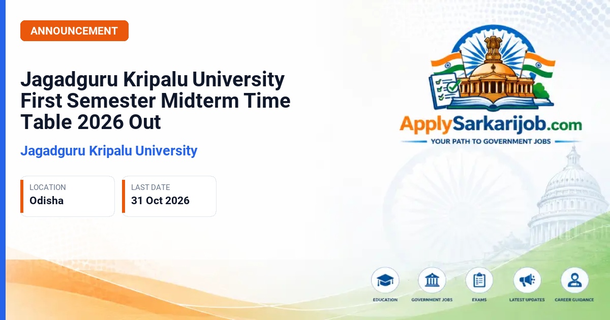 Jagadguru Kripalu University - Midterm Examination 2026 (First Semester) Official Notification Poster & Schedule