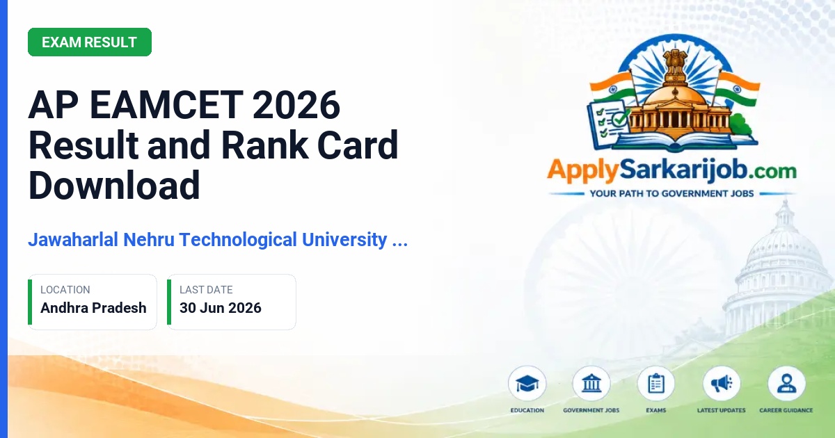 Andhra Pradesh State Council of Higher Education (APSCHE) - AP EAMCET 2026 Result and Rank Card Download Official Notification Poster & Schedule