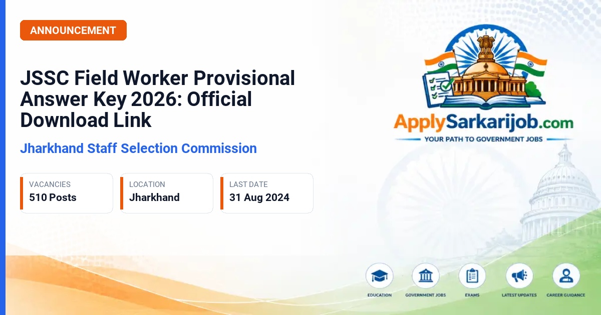Jharkhand Karmchari Chayan Ayog (JSSC) - Field Worker (Swasthya Karyakarta) Official Notification Poster & Schedule