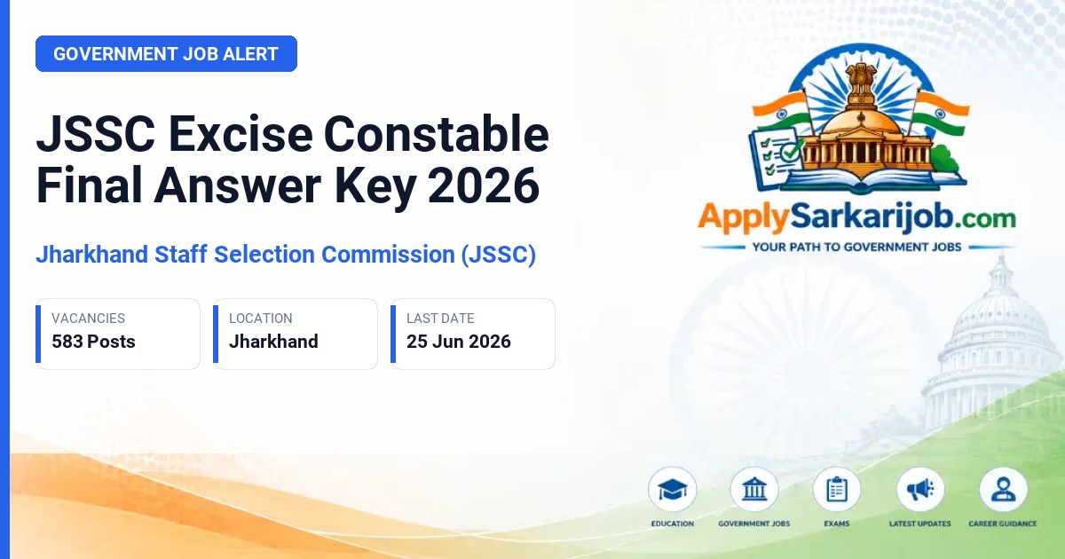Jharkhand Staff Selection Commission (JSSC) - Excise Constable Official Notification Poster & Schedule