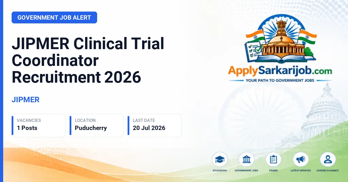 Jawaharlal Institute of Postgraduate Medical Education and Research (JIPMER) - Clinical Trial Coordinator Official Notification Poster & Schedule
