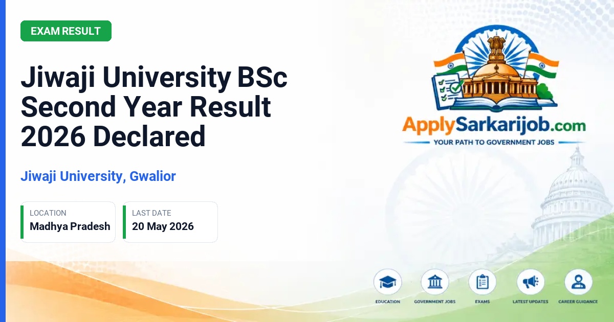 Jiwaji University (JU) - Jiwaji University BSc Second Year Result 2026 Declared Official Notification Poster & Schedule