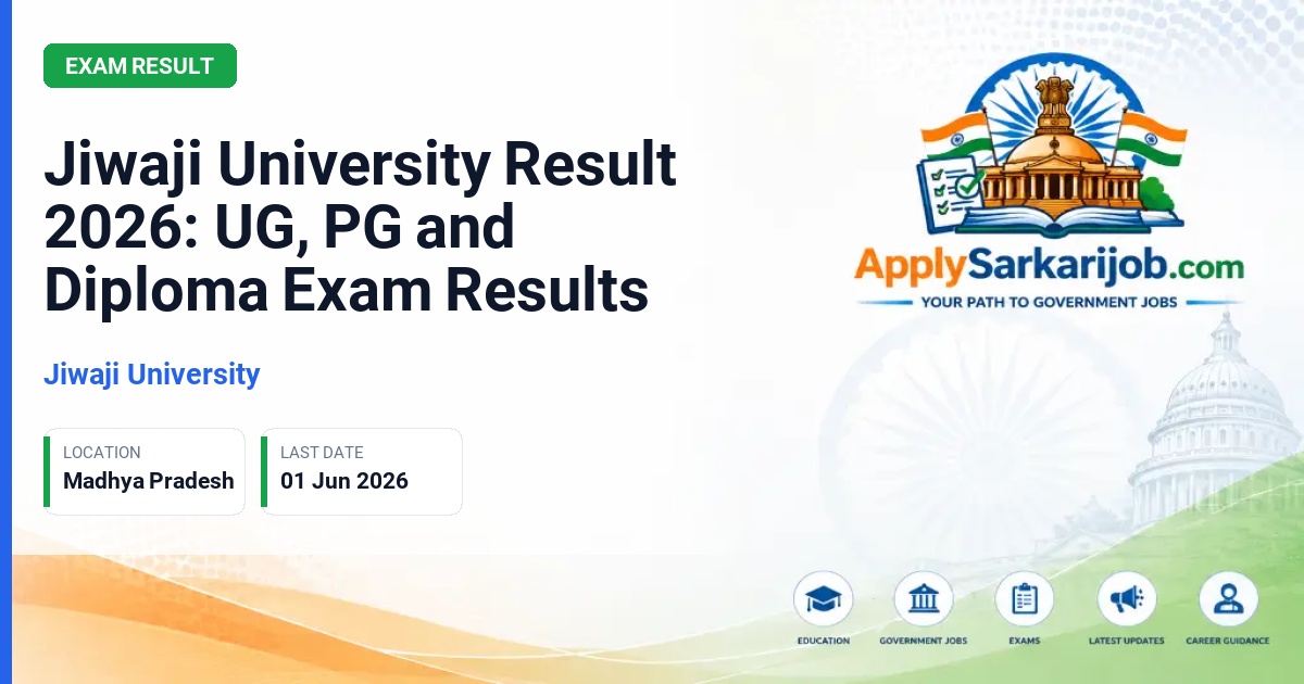 Jiwaji University (JU) - Jiwaji University Result 2026: UG, PG and Diploma Exam Results Official Notification Poster & Schedule