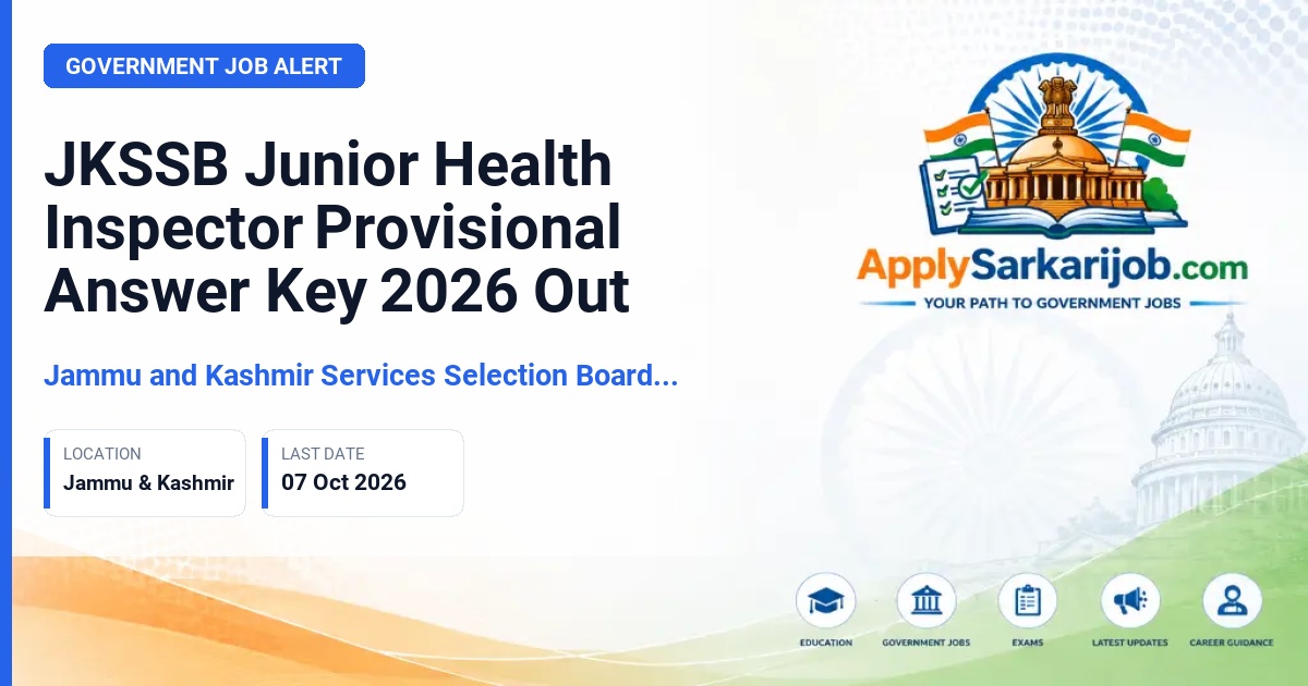 Jammu and Kashmir Services Selection Board (JKSSB) - Junior Health Inspector (FW) / Junior Health Inspector (21-Family Welfare Unit) Official Notification Poster & Schedule