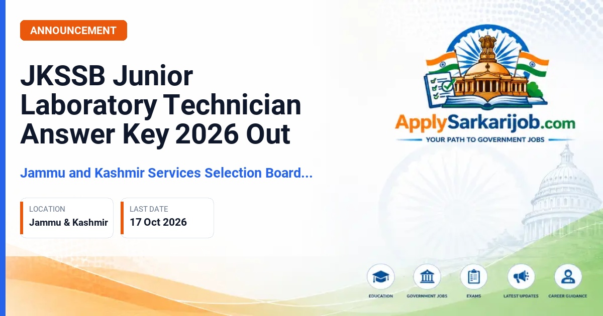 Jammu and Kashmir Services Selection Board (JKSSB) - Junior Laboratory Technician Official Notification Poster & Schedule