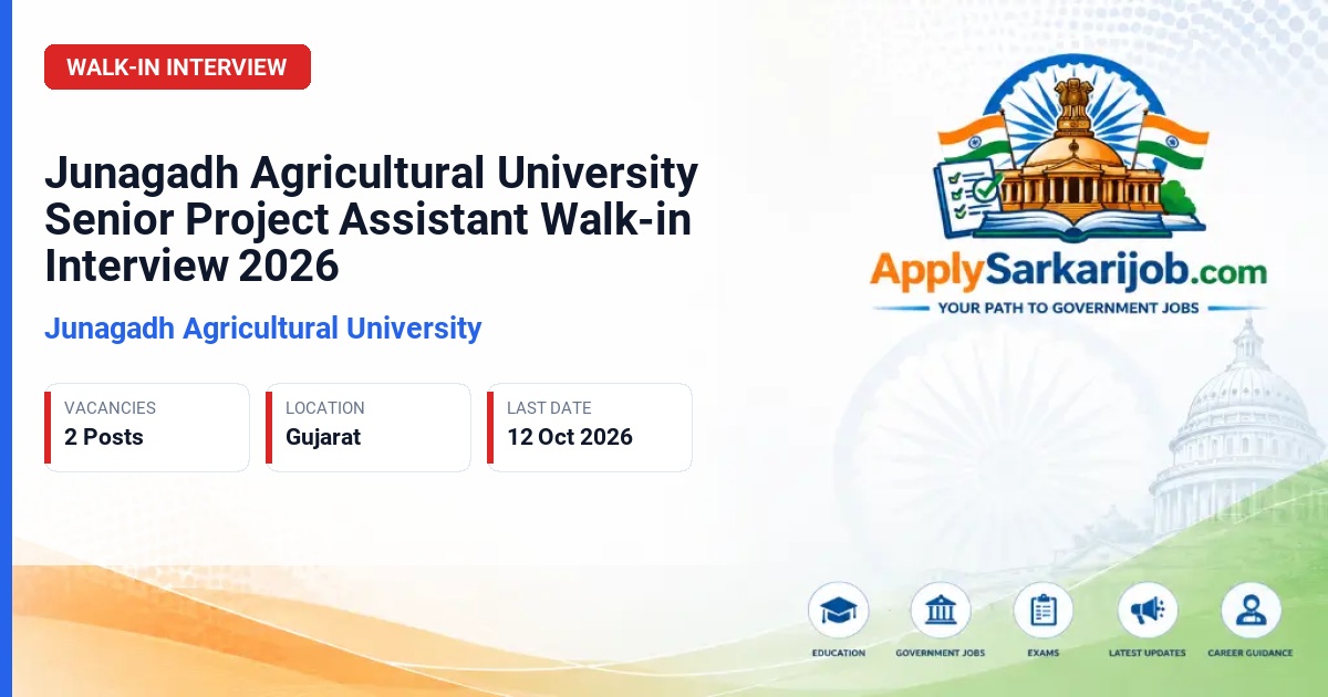 Junagadh Agricultural University - Senior Project Assistant Official Notification Poster & Schedule