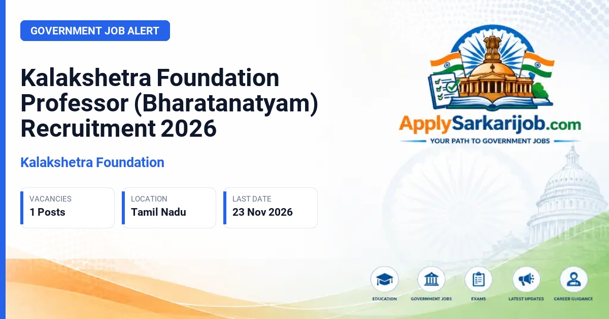 Kalakshetra Foundation - Professor (Bharatanatyam) Official Notification Poster & Schedule