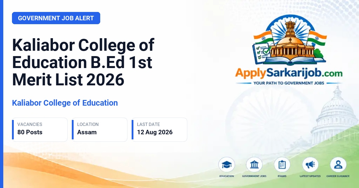 Kaliabor College of Education - B.Ed Course Admission Official Notification Poster & Schedule