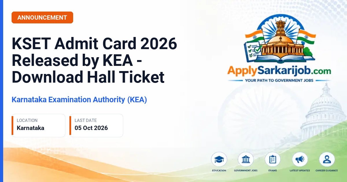 Karnataka Examination Authority (KEA) - Karnataka State Eligibility Test (KSET) 2026 Official Notification Poster & Schedule