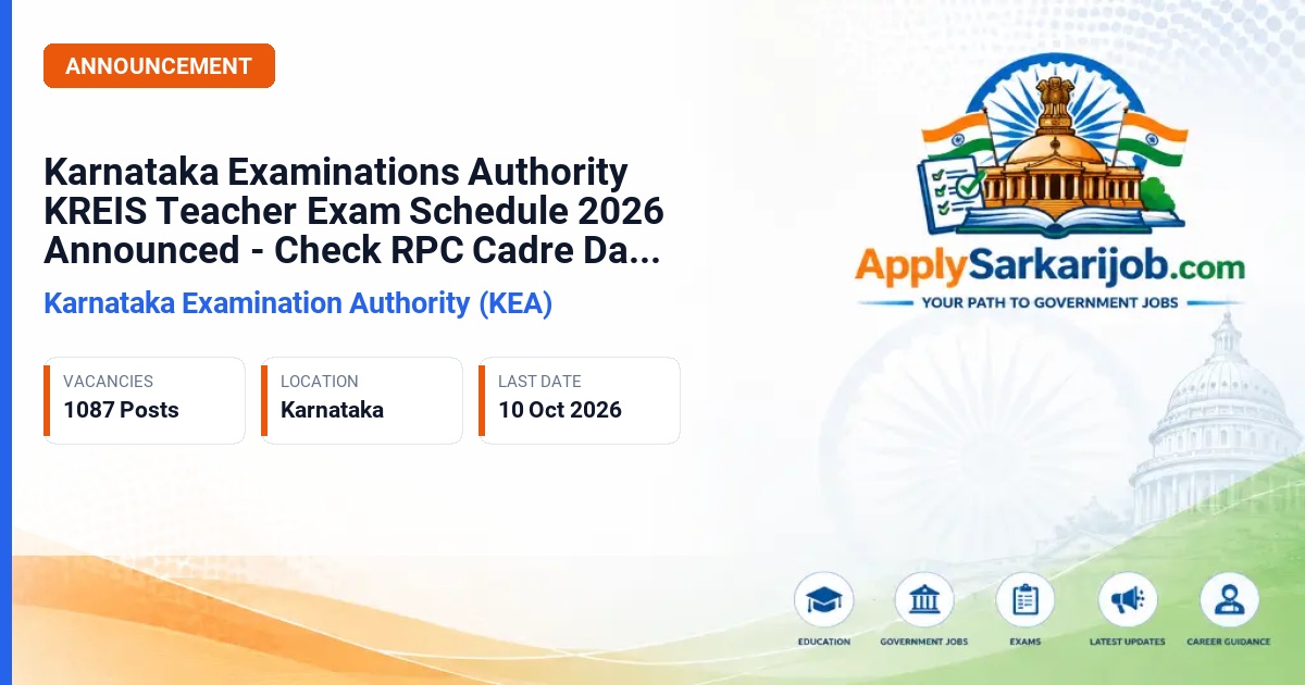 Karnataka Examination Authority (KEA) - Teacher Official Notification Poster & Schedule