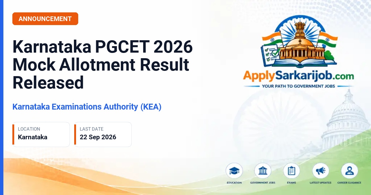 Karnataka Examination Authority (KEA) - PGCET 2026 Mock Allotment Official Notification Poster & Schedule