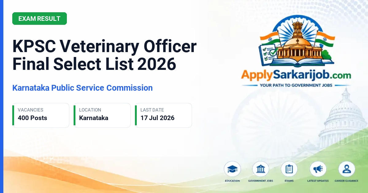 Karnataka Public Service Commission (KPSC) - Veterinary Officer Official Notification Poster & Schedule