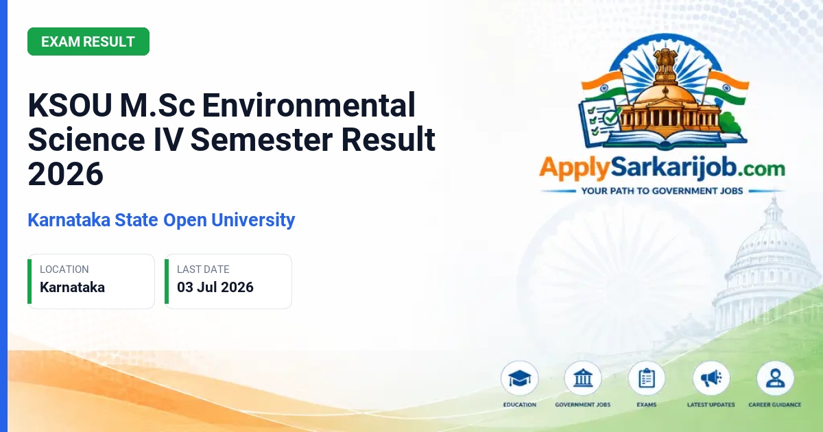 Karnataka State Open University - KSOU M.Sc Environmental Science IV Semester Result 2026 Official Notification Poster & Schedule