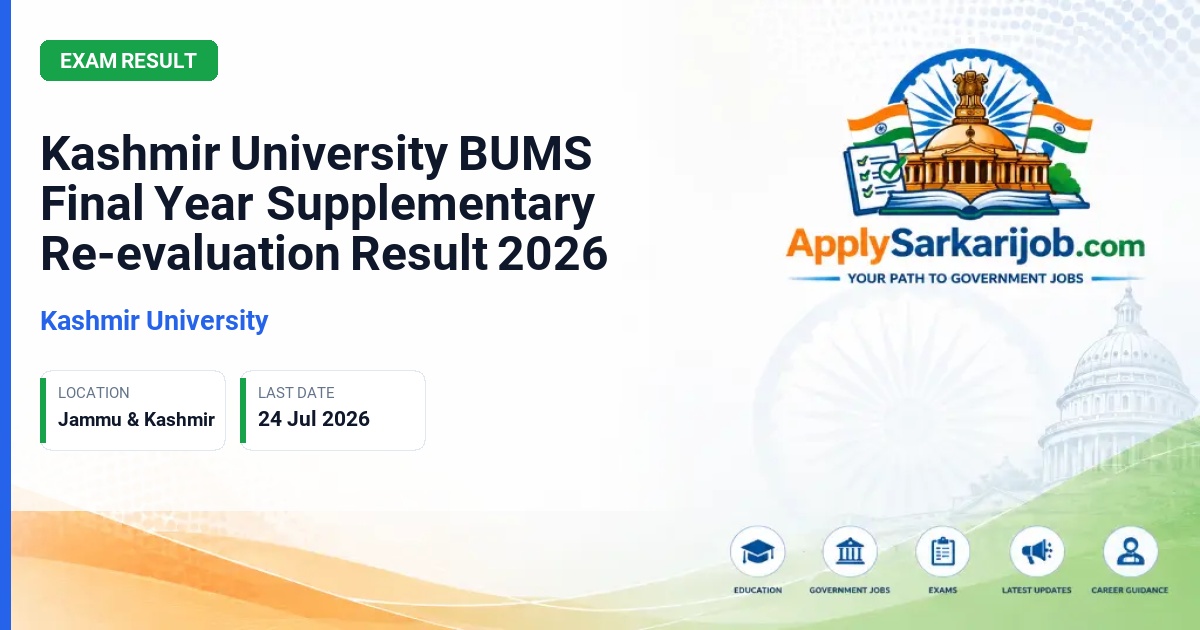 Kashmir University - Kashmir University BUMS Final Year Supplementary Re-evaluation Result 2026 Official Notification Poster & Schedule