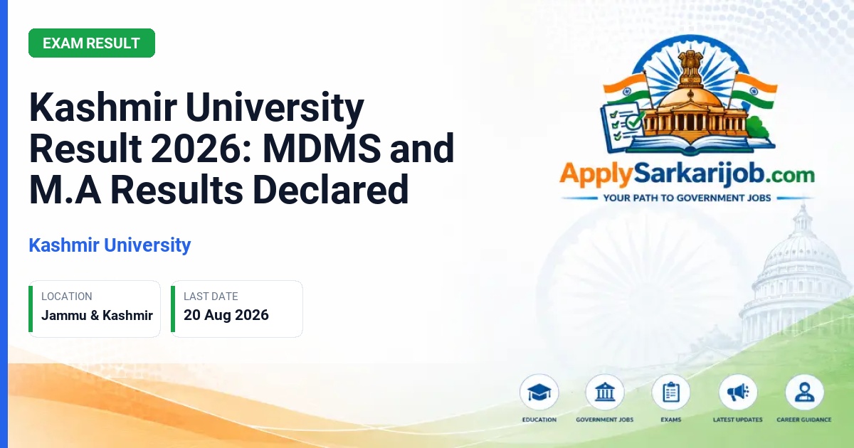 Kashmir University - Kashmir University Result 2026: MDMS and M.A Results Declared Official Notification Poster & Schedule