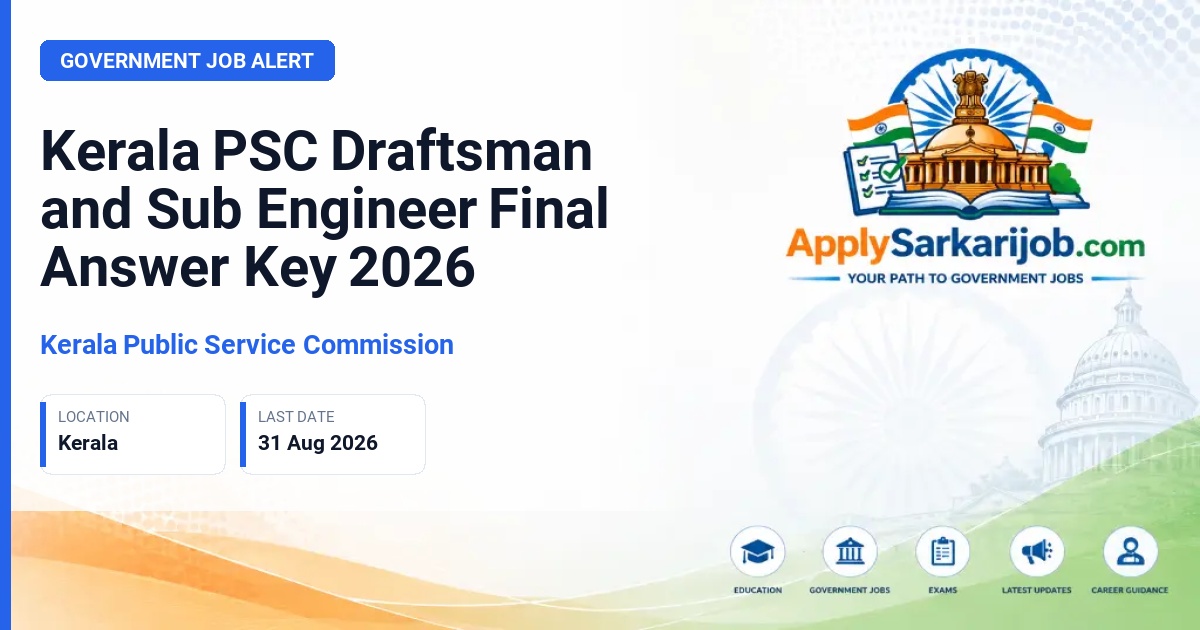 Kerala Public Service Commission - Draftsman Grade II / Sub Engineer Official Notification Poster & Schedule