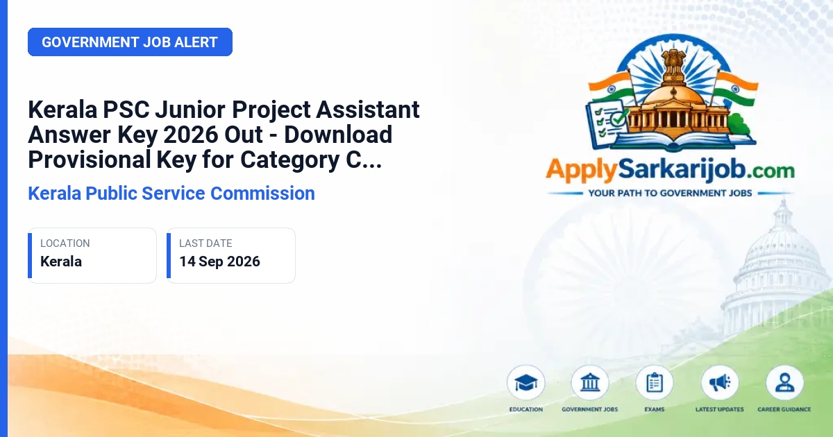 Kerala Public Service Commission - Junior Project Assistant Official Notification Poster & Schedule