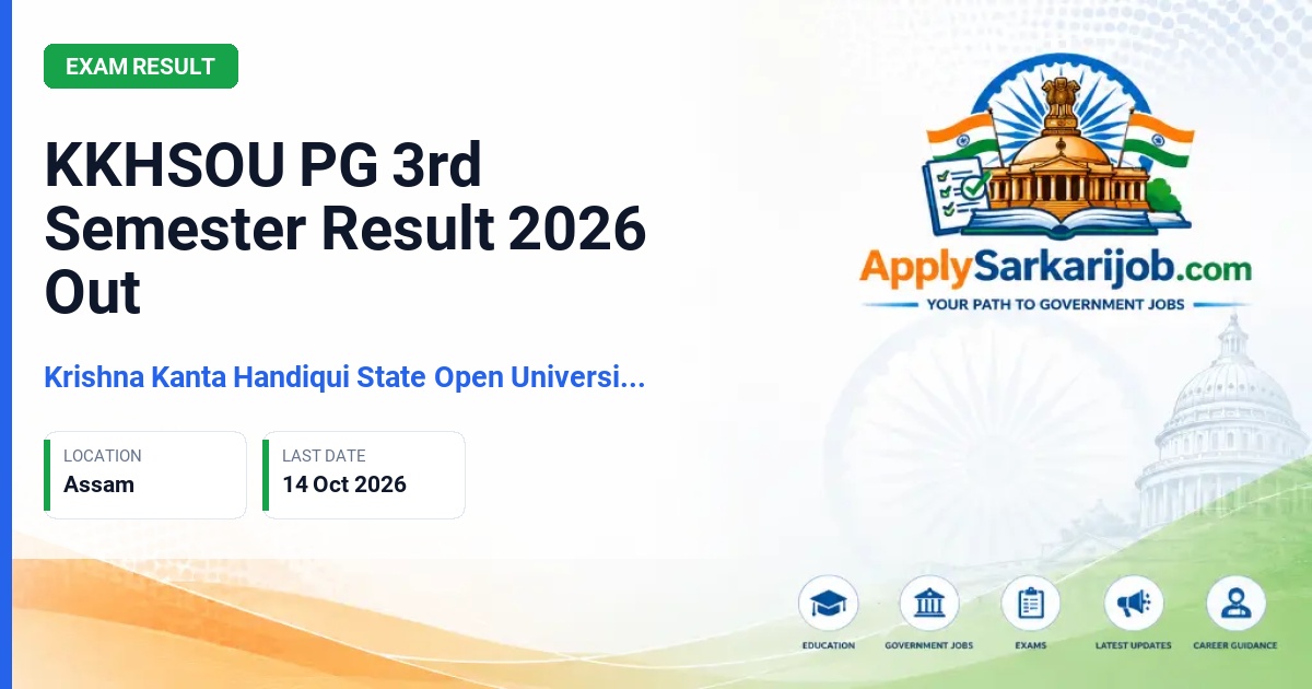Krishna Kanta Handiqui State Open University (KKHSOU) - PG 3rd Semester Result Official Notification Poster & Schedule