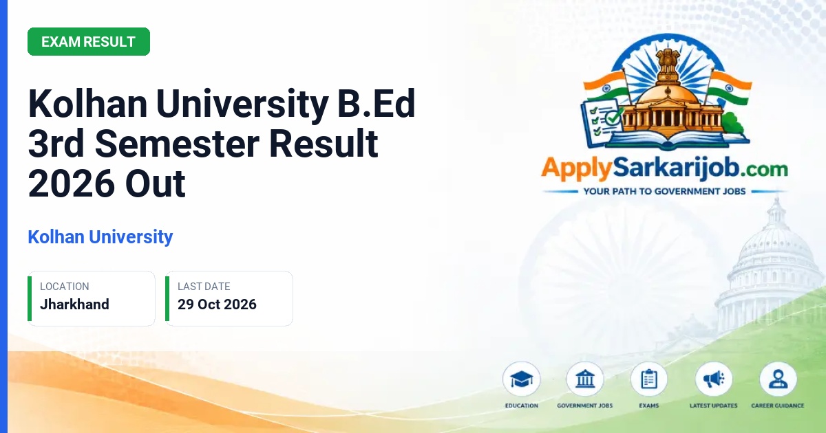 Kolhan University - B.Ed 3rd Semester Examination 2025 Official Notification Poster & Schedule