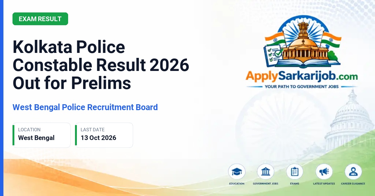 West Bengal Police Recruitment Board - Constables/Lady Constables in Kolkata Police Official Notification Poster & Schedule