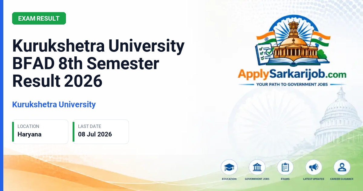 Kurukshetra University - Kurukshetra University BFAD 8th Semester Result 2026 Official Notification Poster & Schedule