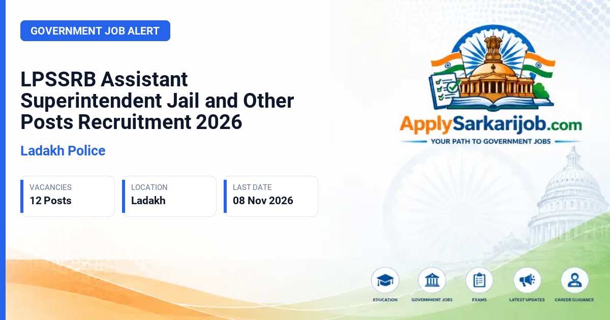 Ladakh Police - Assistant Superintendent Jail and Other Posts Official Notification Poster & Schedule