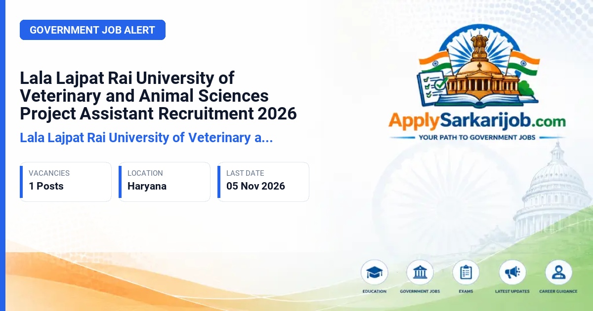 Lala Lajpat Rai University of Veterinary and Animal Sciences, Hisar - Project Assistant Official Notification Poster & Schedule