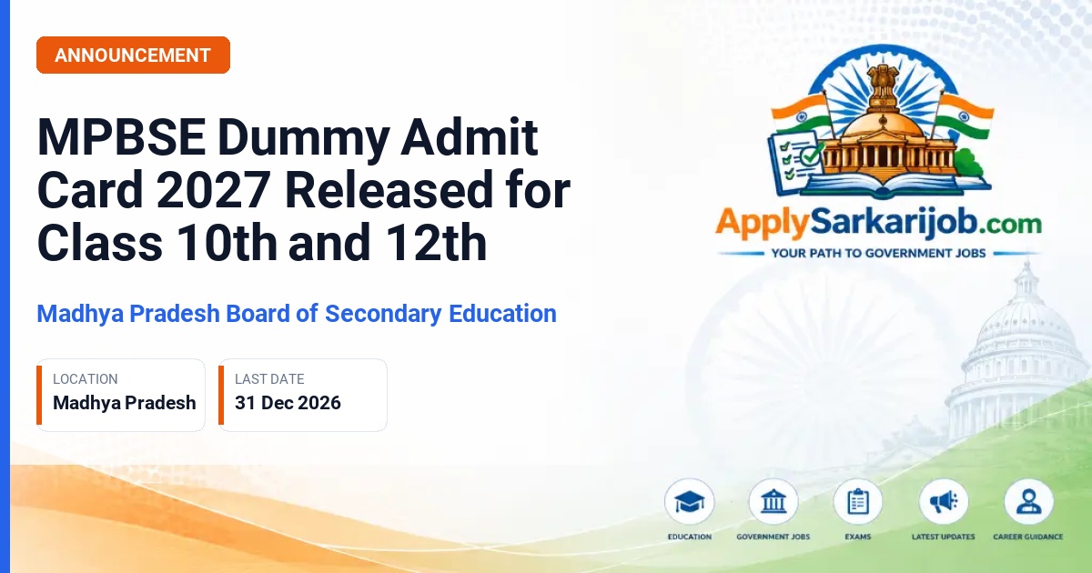 Madhya Pradesh Board of Secondary Education - Class 10th and 12th Annual Main Examination Official Notification Poster & Schedule