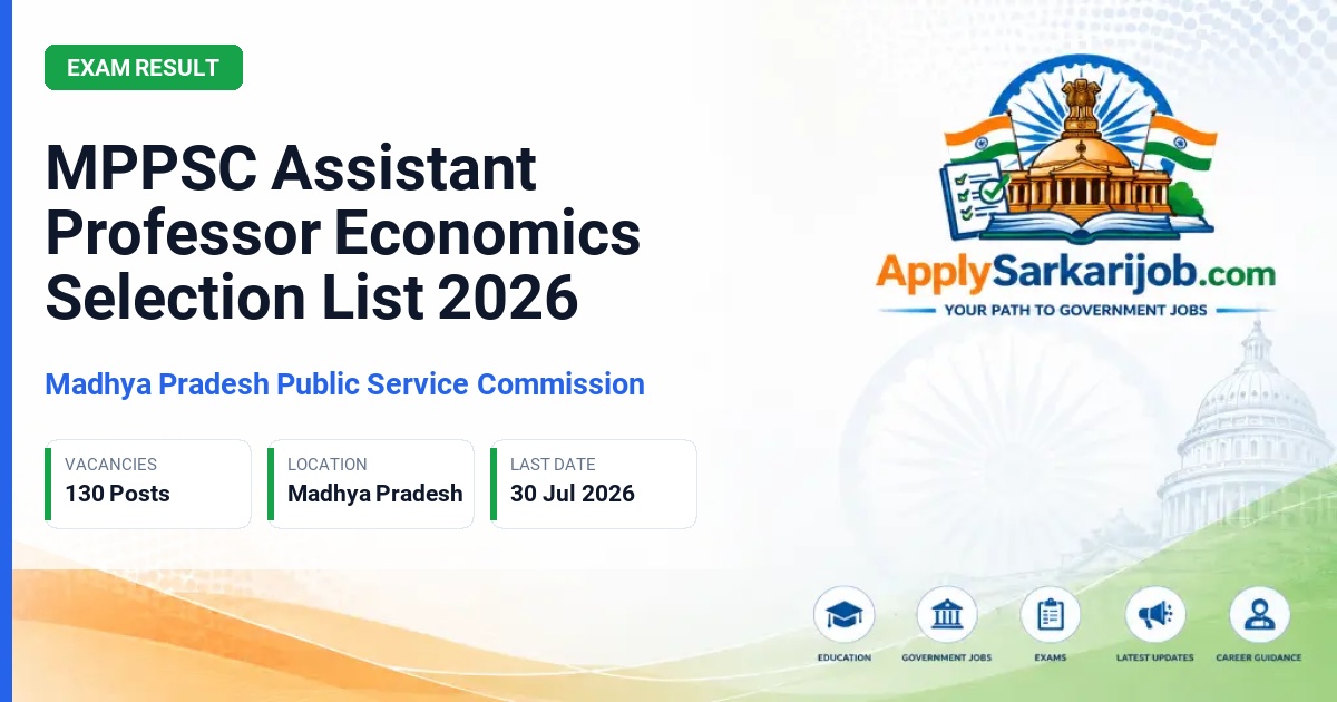 Madhya Pradesh Public Service Commission (MPPSC) - Assistant Professor (Economics) Official Notification Poster & Schedule