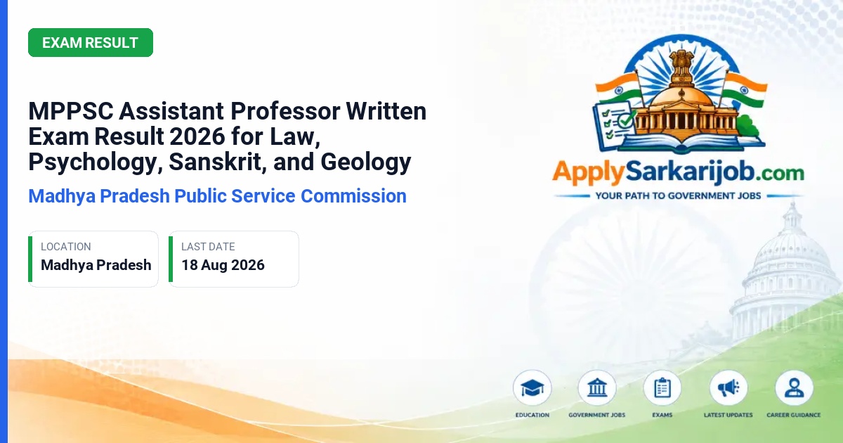 Madhya Pradesh Public Service Commission (MPPSC) - Assistant Professor Official Notification Poster & Schedule