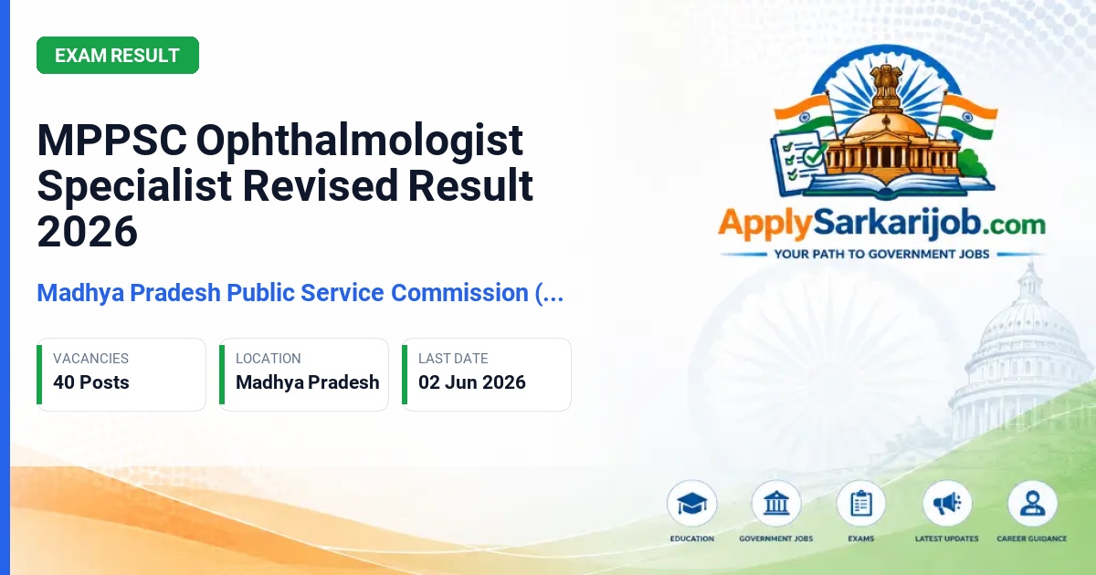 Madhya Pradesh Public Service Commission (MPPSC) - Ophthalmologist Specialist Official Notification Poster & Schedule