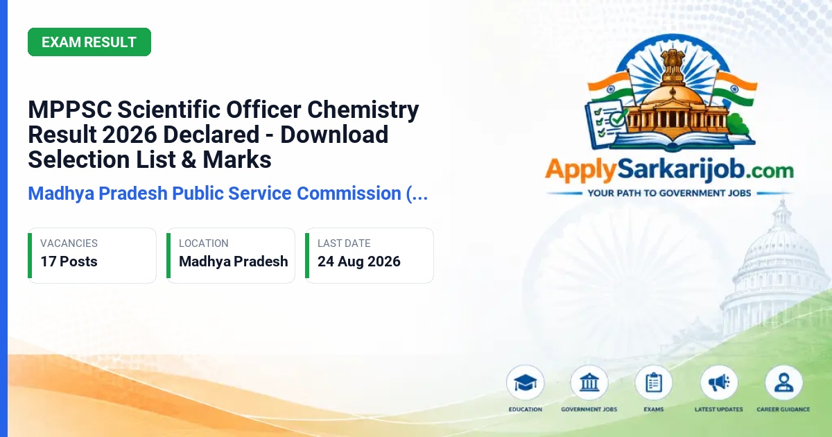 Madhya Pradesh Public Service Commission (MPPSC) - Scientific Officer (Chemistry) Official Notification Poster & Schedule