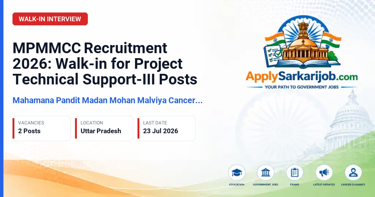 Tata Memorial Centre (TMC) - Project Technical Support-III Official Notification Poster & Schedule