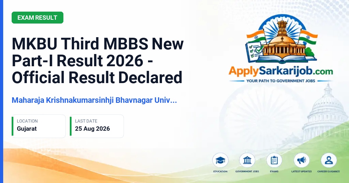 Maharaja Krishnakumarsinhji Bhavnagar University - Third M.B.B.S. New Part-I Official Notification Poster & Schedule