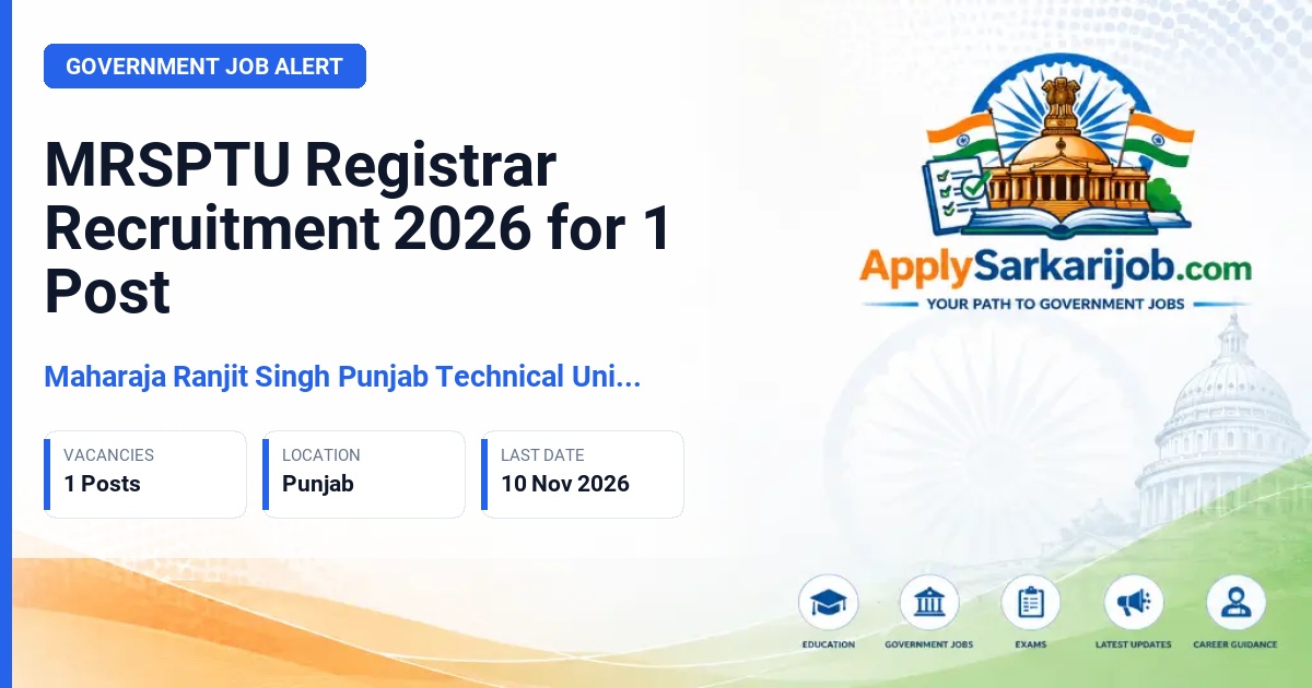 Maharaja Ranjit Singh Punjab Technical University - Registrar Official Notification Poster & Schedule