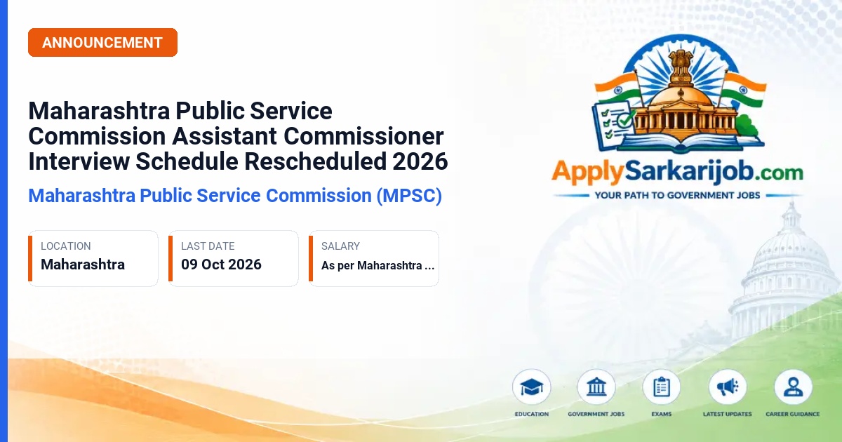 Maharashtra Public Service Commission (MPSC) - Assistant Commissioner, Animal Husbandry Official Notification Poster & Schedule