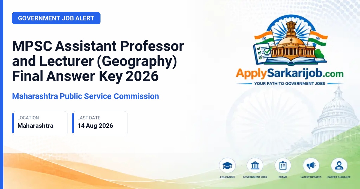 Maharashtra Public Service Commission (MPSC) - Assistant Professor (Geography) / Lecturer (Geography) Official Notification Poster & Schedule