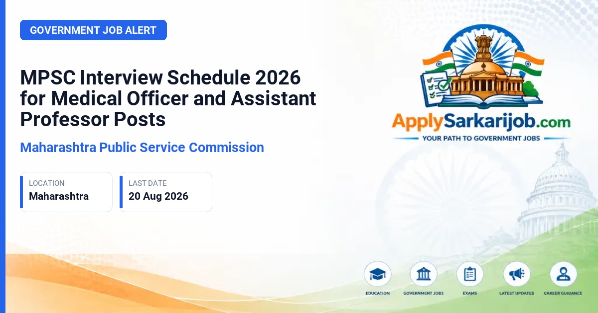 Maharashtra Public Service Commission (MPSC) - Medical Officer, Assistant Professor Official Notification Poster & Schedule
